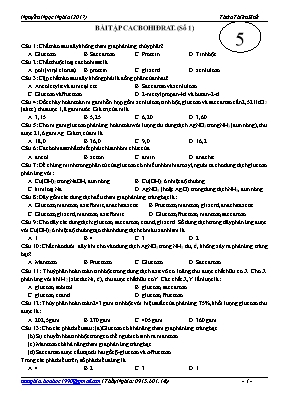 Bài tập Cacbohiđrat (Số 1)